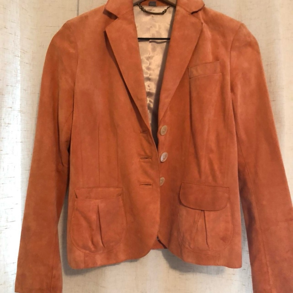 Vintage nubuck leather salmon pink blazer sz S